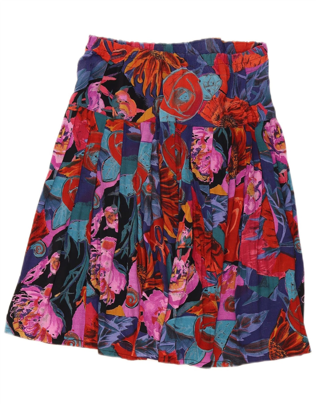 Gonna a pieghe vintage da donna W30 media floreale multicolore