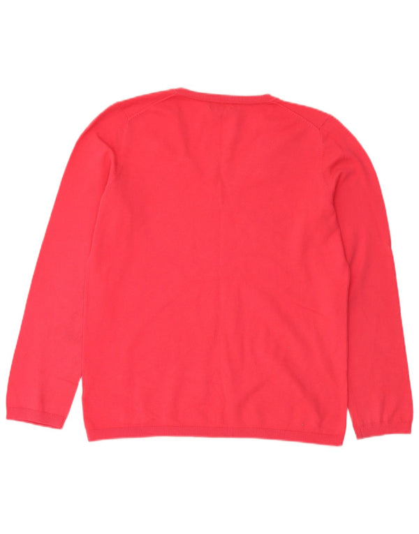 Maglione maglione con scollo a V da donna Tommy Hilfiger UK 16 grande cotone rosa