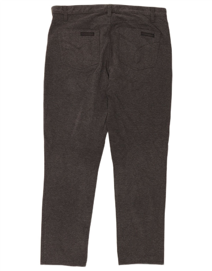 Pantaloni casual slim da donna Calvin Klein US 14 Large W32 L30 cotone grigio