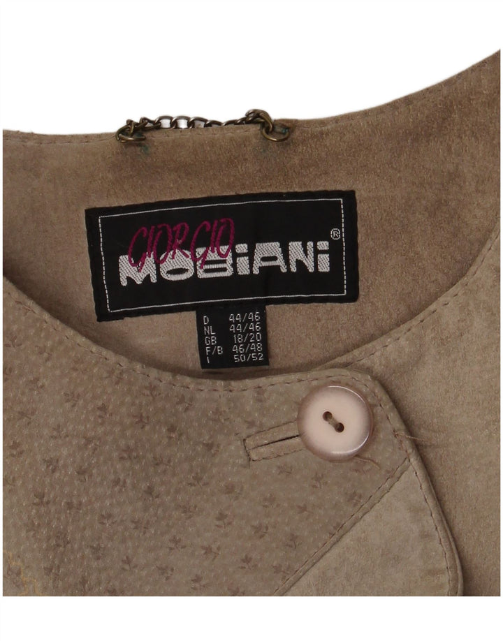 Soprabito in pelle scamosciata da donna Giorgio Mobiani UK 18/20 XL Colorblock grigio