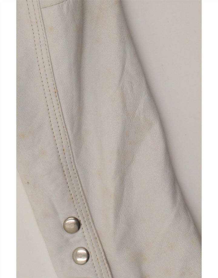 Giacca blazer in pelle da donna vintage IT 44 in pelle bianca media