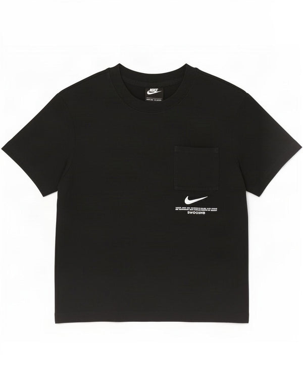 T-shirt corta da donna Nike Swoosh UK 10 piccola in cotone nero
