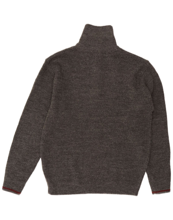 Maglione da uomo con zip e collo Livergy UK 42/44 grande lana grigia