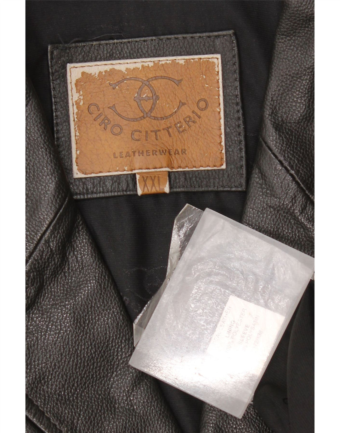 Giacca in pelle vintage da uomo UK 44 2XL Pelle nera