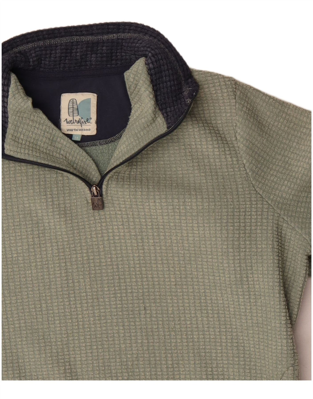 Maglione in pile da donna con collo con zip Weird Fish UK 14 grande poliestere verde