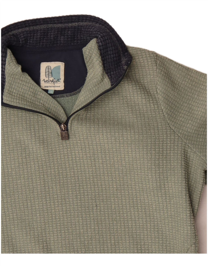 Maglione in pile da donna con collo con zip Weird Fish UK 14 grande poliestere verde