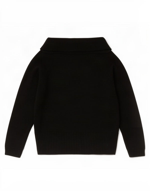 Maglione Hobbs da donna corto con collo alto e maniche a 3/4 UK 14 medio nero
