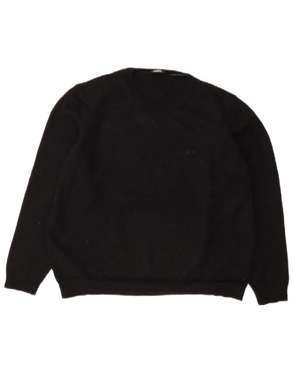 Maglione maglione girocollo corto da donna Hugo Boss UK 22 3XL lana nera