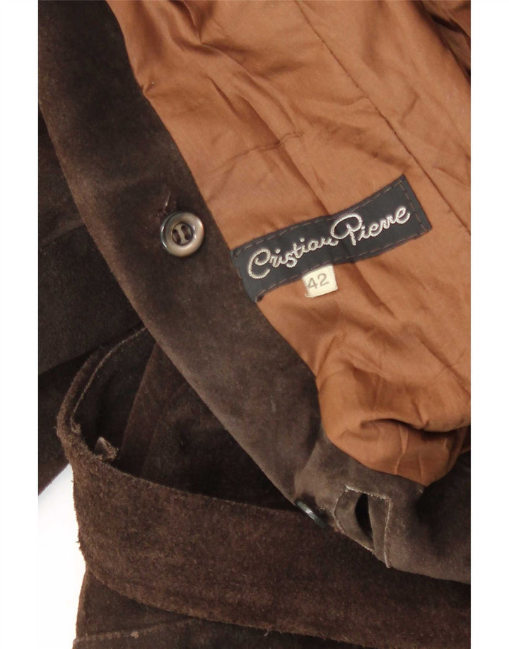 Giacca vintage in pelle scamosciata da donna IT 42 Marrone medio