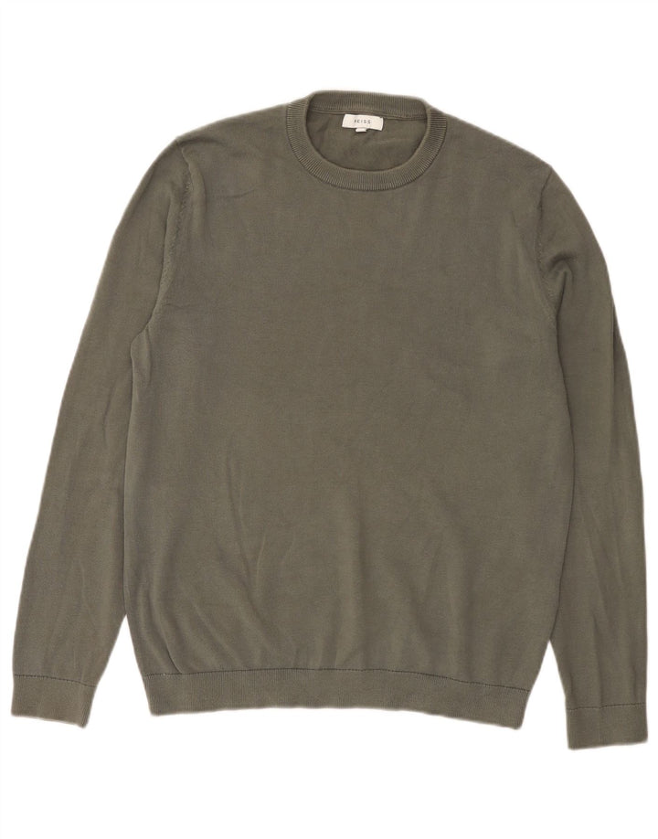 Maglione maglione girocollo da uomo Reiss in cotone kaki medio