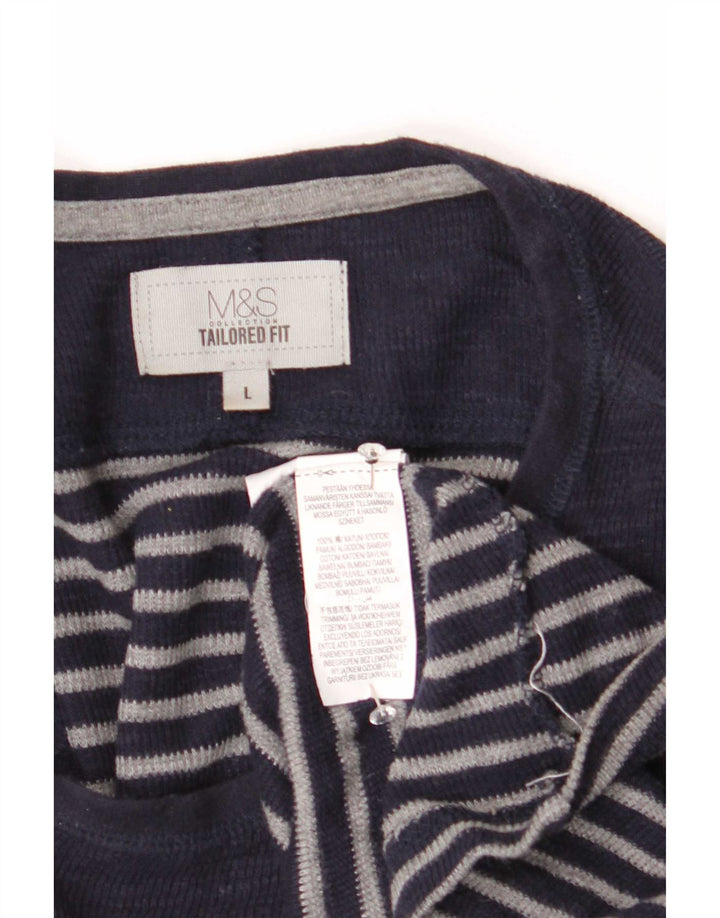 Marks & Spencer Top da uomo su misura a maniche lunghe a righe grandi blu navy