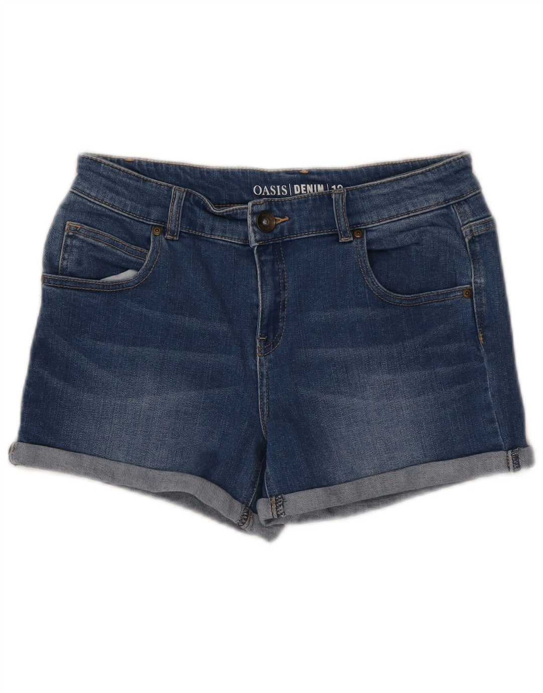 Pantaloncini di jeans da donna Oasis UK 12 medi W30 cotone blu