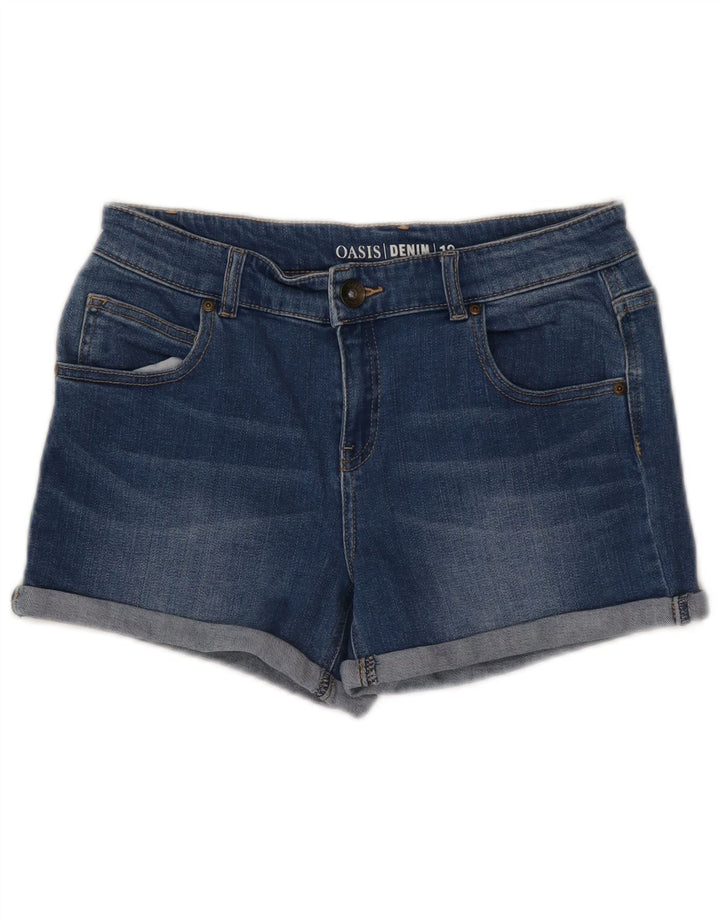 Pantaloncini di jeans da donna Oasis UK 12 medi W30 cotone blu