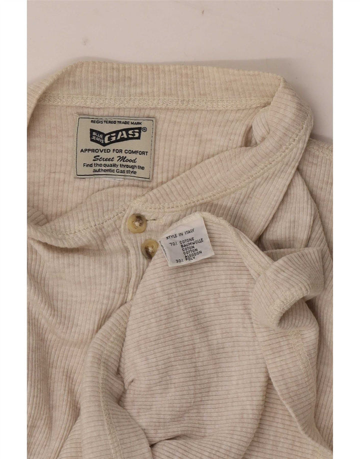 Gas Top da uomo a maniche lunghe in cotone puntinato beige