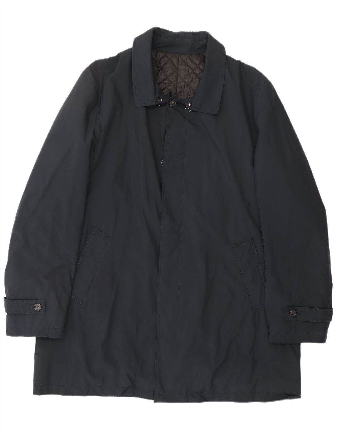 BORSALINO Cappotto Uomo IT 56 3XL Blu Navy Poliestere Classico