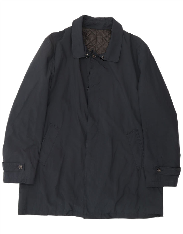 BORSALINO Cappotto Uomo IT 56 3XL Blu Navy Poliestere Classico