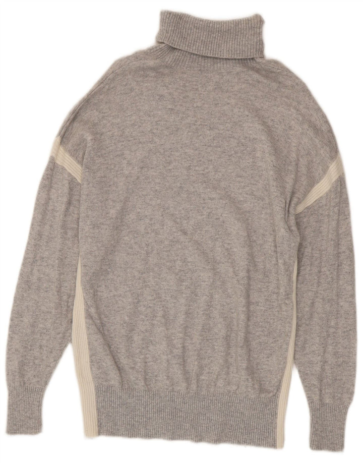 Maglione da uomo Reiss con collo alto e lana color block grigio medio