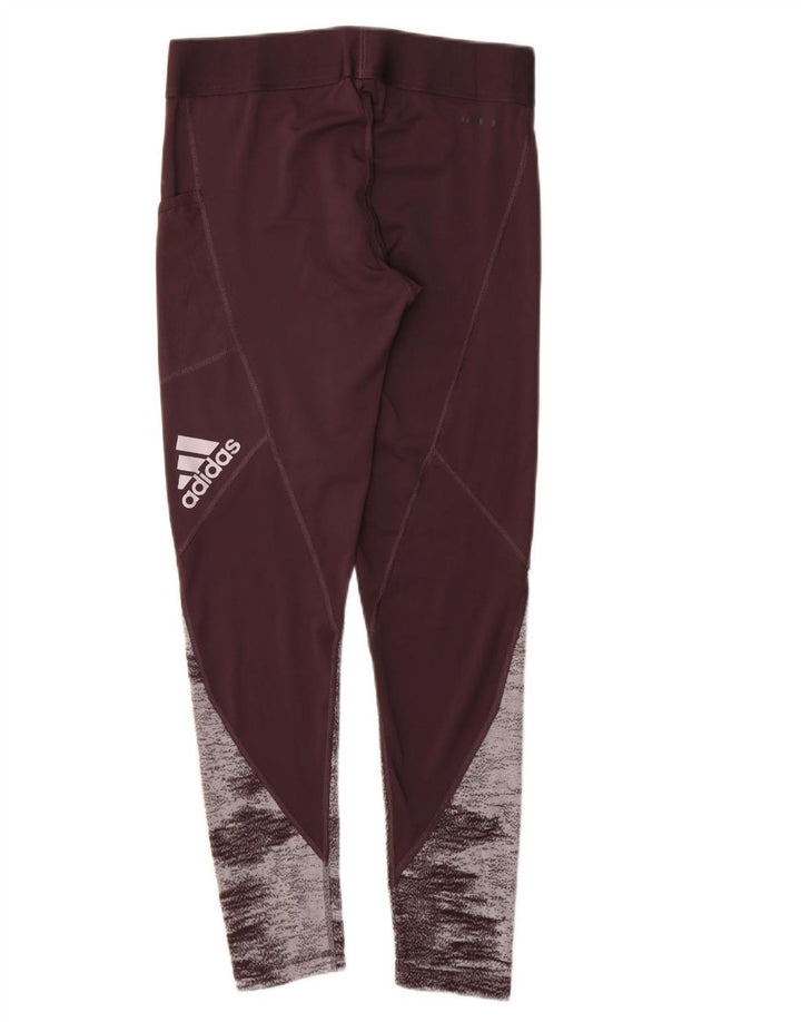 Leggings ADIDAS Aeroready da donna UK 12/14 Colorblock medio bordeaux