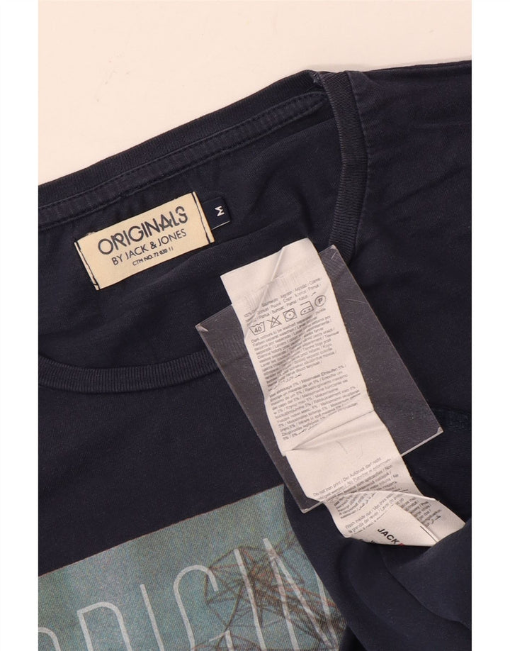T-shirt grafica da uomo Jack & Jones Top in cotone blu navy medio