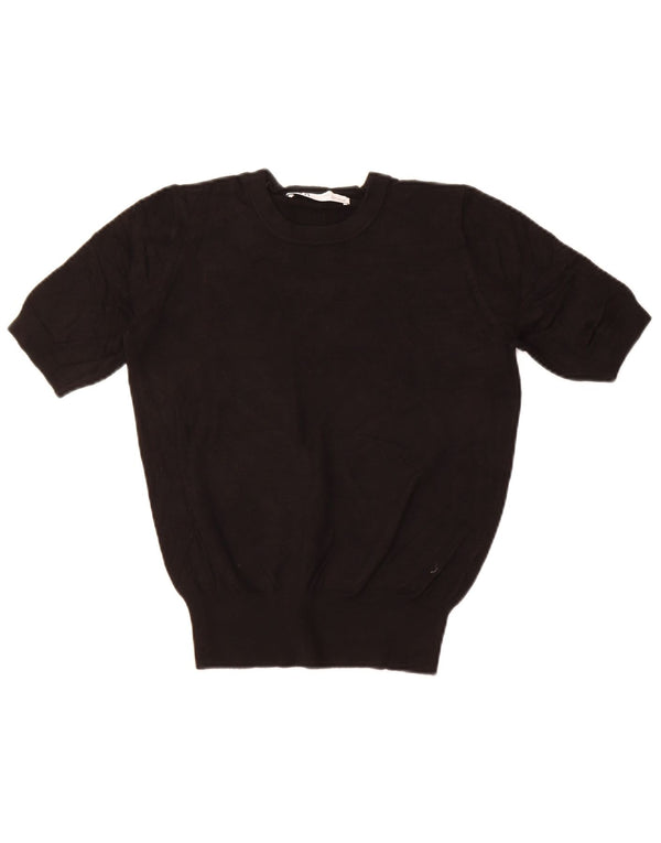 Maglione corto girocollo a maniche corte da donna Zara UK 10 piccolo nero