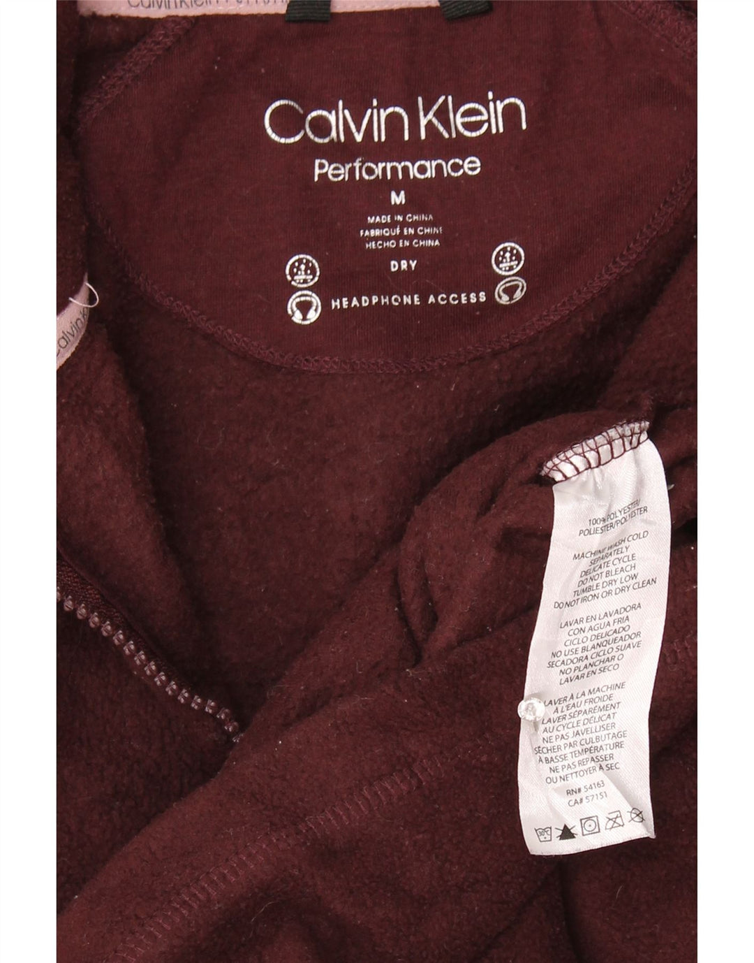 Giacca in pile grafica da donna Calvin Klein UK 14 poliestere bordeaux medio