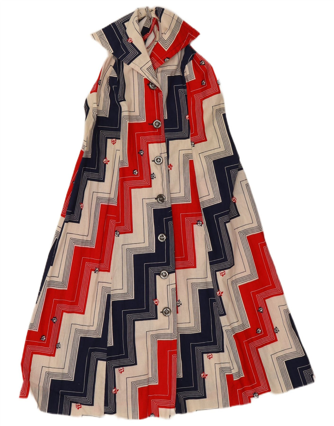 Abito vintage da donna alla caviglia IT 46 Grande cotone geometrico multicolore