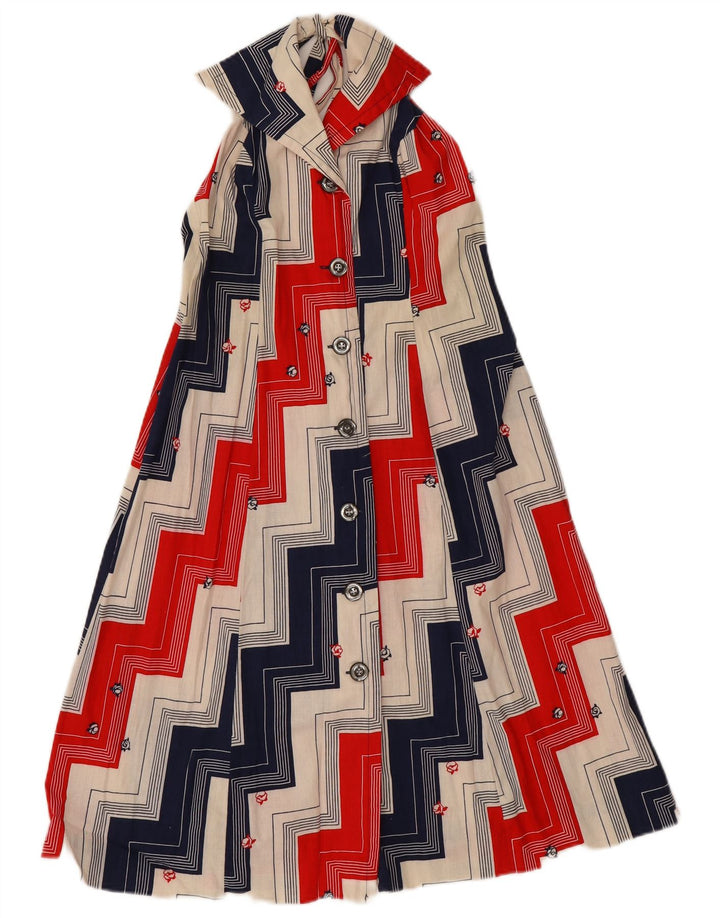 Abito vintage da donna alla caviglia IT 46 Grande cotone geometrico multicolore