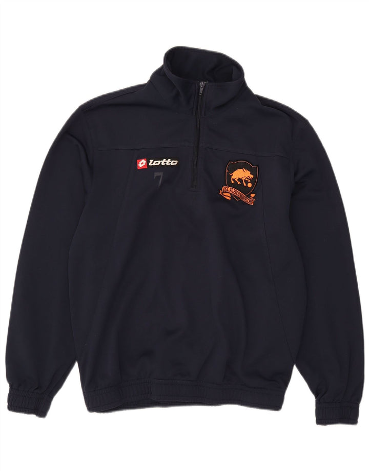 Felpa da uomo con collo con zip Lotto, maglione medio, blu navy