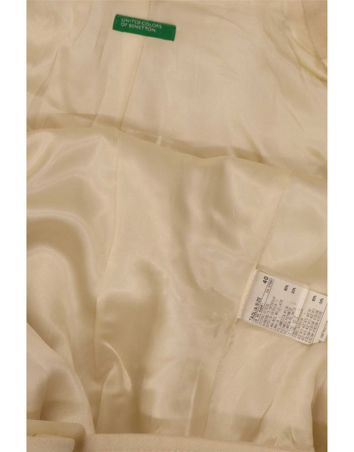 Cappotto Doppiopetto Donna Benetton IT 40 Small Beige Lana