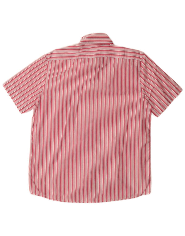 Camicia Benetton Uomo Manica Corta Cotone Righe Grandi Rosa