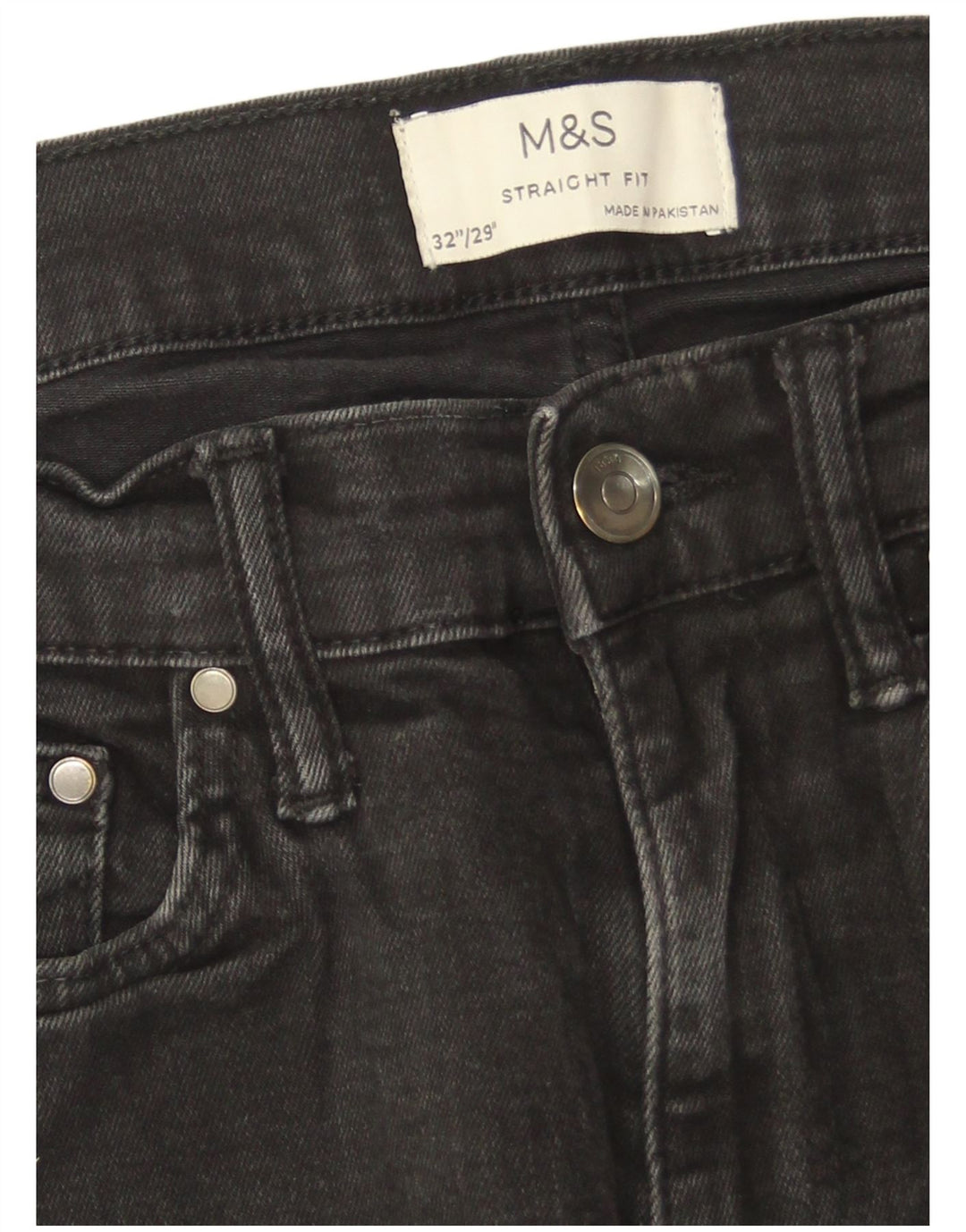 Jeans dritti da uomo Marks & Spencer W32 L29 cotone nero