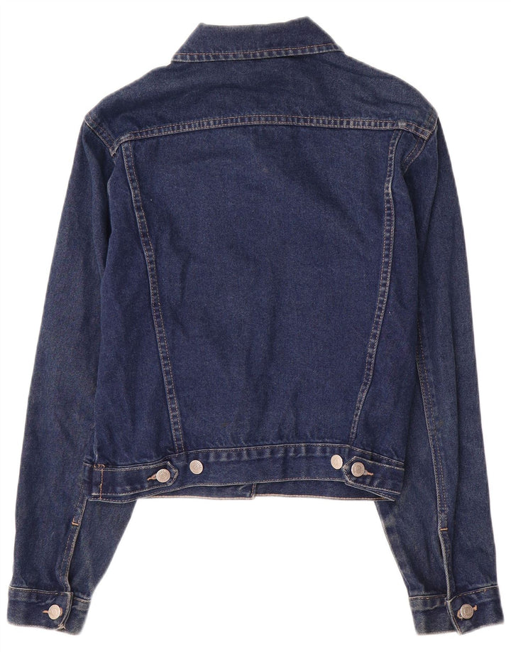 Giacca di jeans da donna VINTAGE UK 12 medio blu navy
