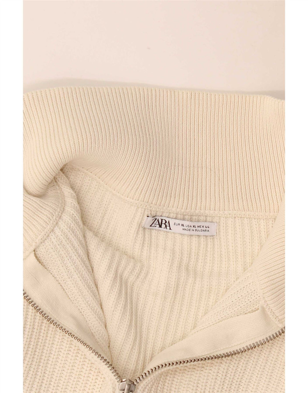 Maglione Zara da uomo con zip e collo XL bianco