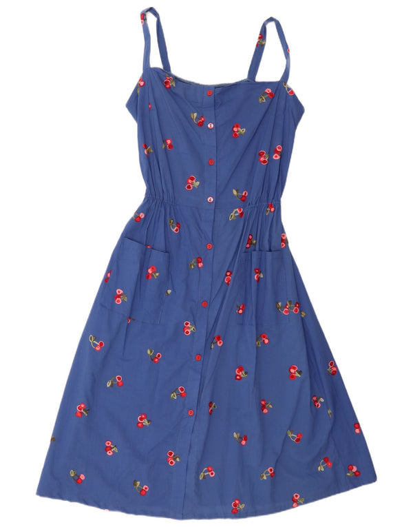 Abito a trapezio senza maniche con grafica vintage da donna UK 14 Blu medio