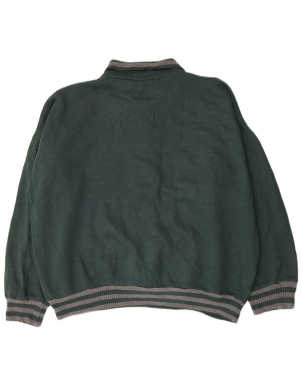 Felpa da uomo con collo alto Greenstone Park, maglione XL, cotone a righe verdi