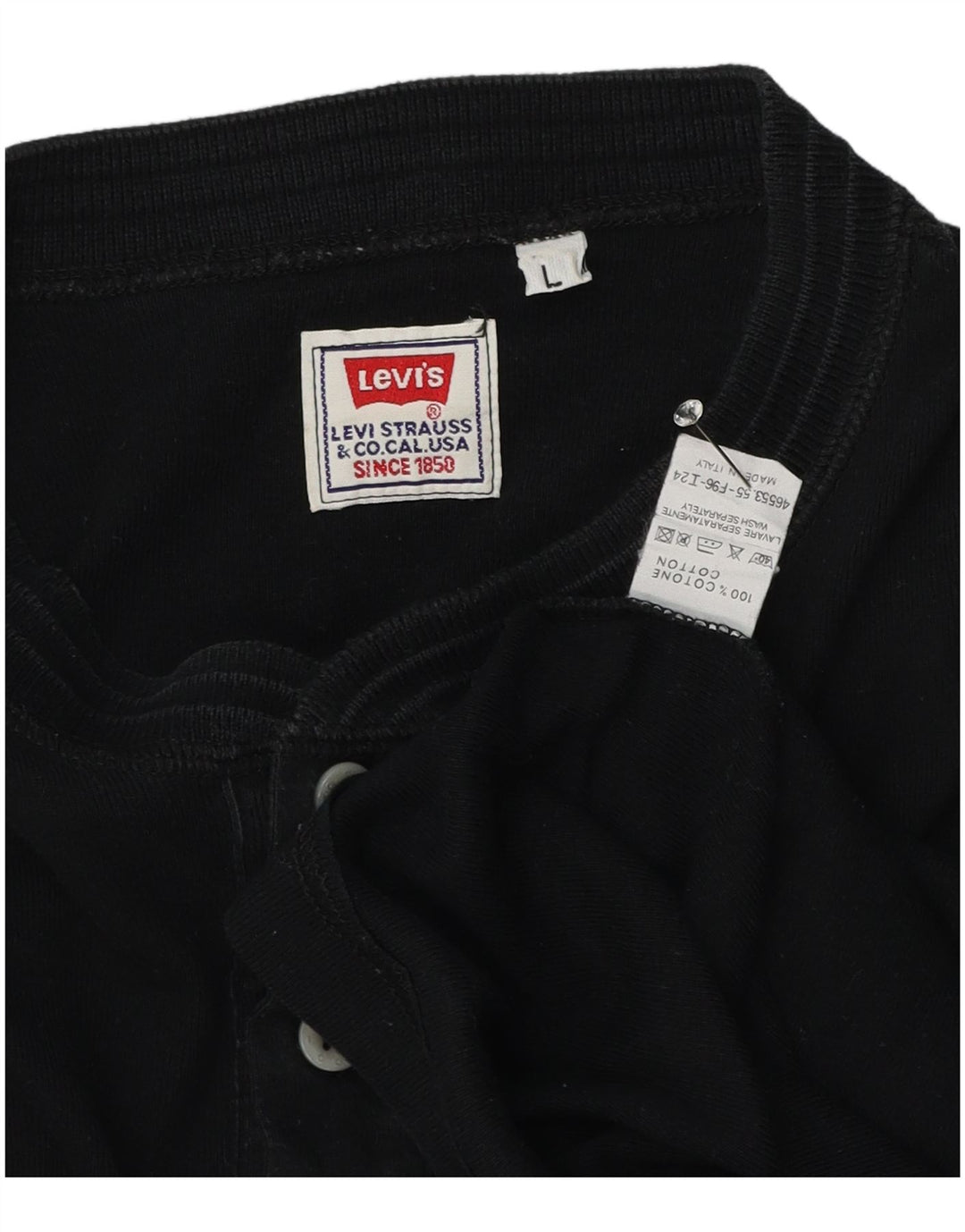 Levi's Uomo Top Manica Lunga Grande Cotone Nero
