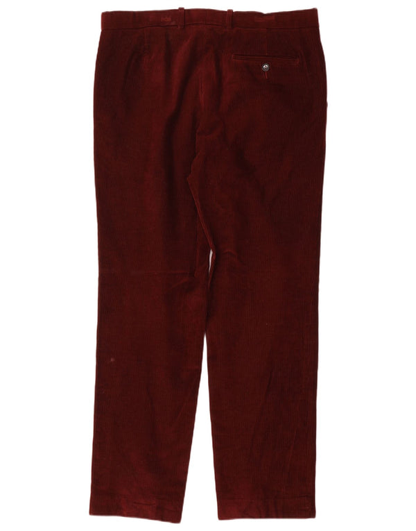 Pantaloni dritti in velluto a coste dalla vestibilità sartoriale Marks & Spencer da uomo W34 L31 Rossi