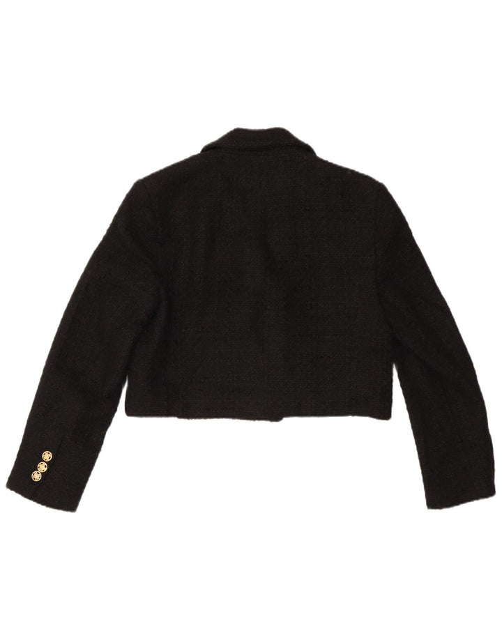 Giacca blazer doppiopetto corta da donna Zara UK 16 grande poliestere nero
