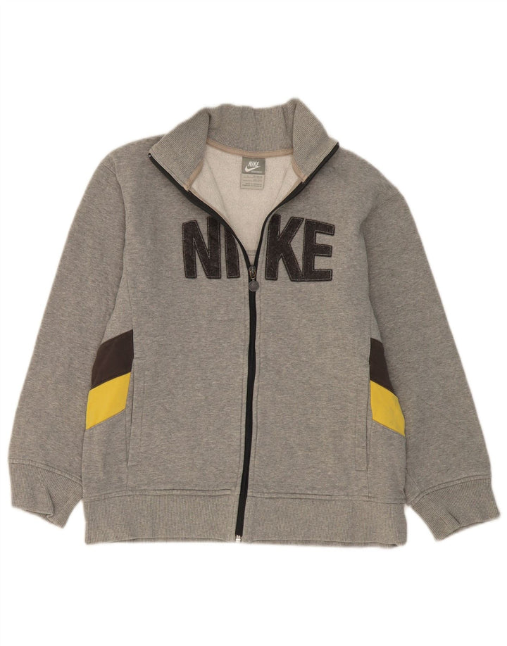 NIKE Boys Graphic Tracksuit Top Jacket 12-13 Years Large Grey Colourblock