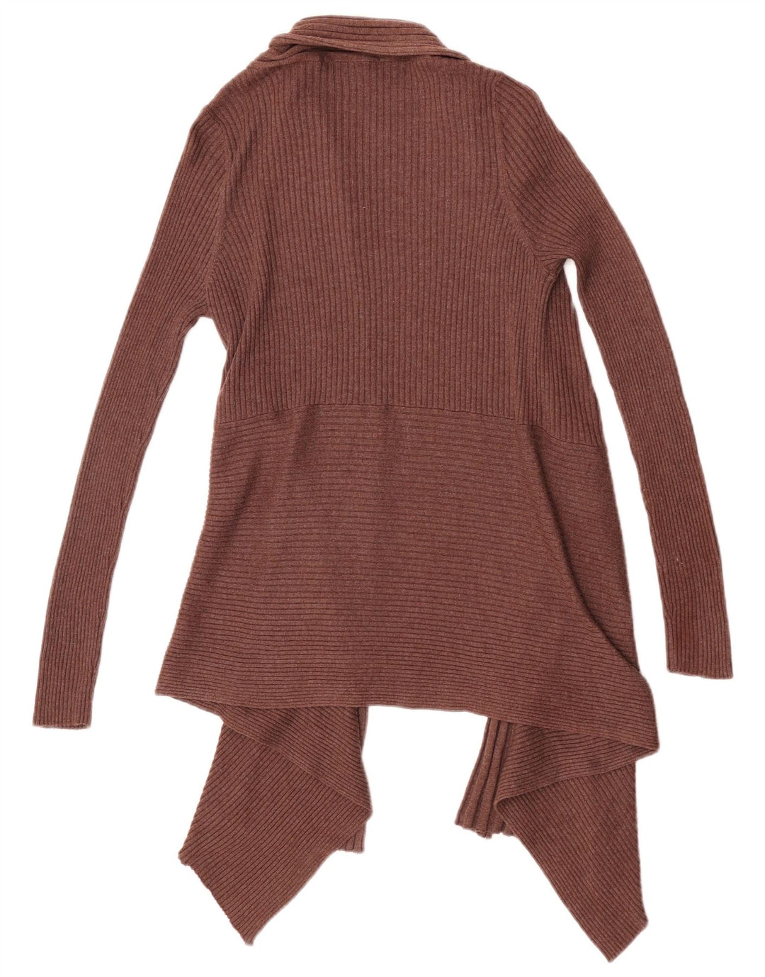 Maglione cardigan aperto asimmetrico da donna Marks & Spencer UK 14 Marrone medio