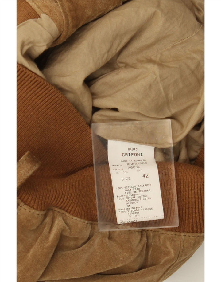 MAURO GRIFONI Giubbotto Bomber Donna in Pelle Scamosciata IT 42 Pelle Marrone Medio