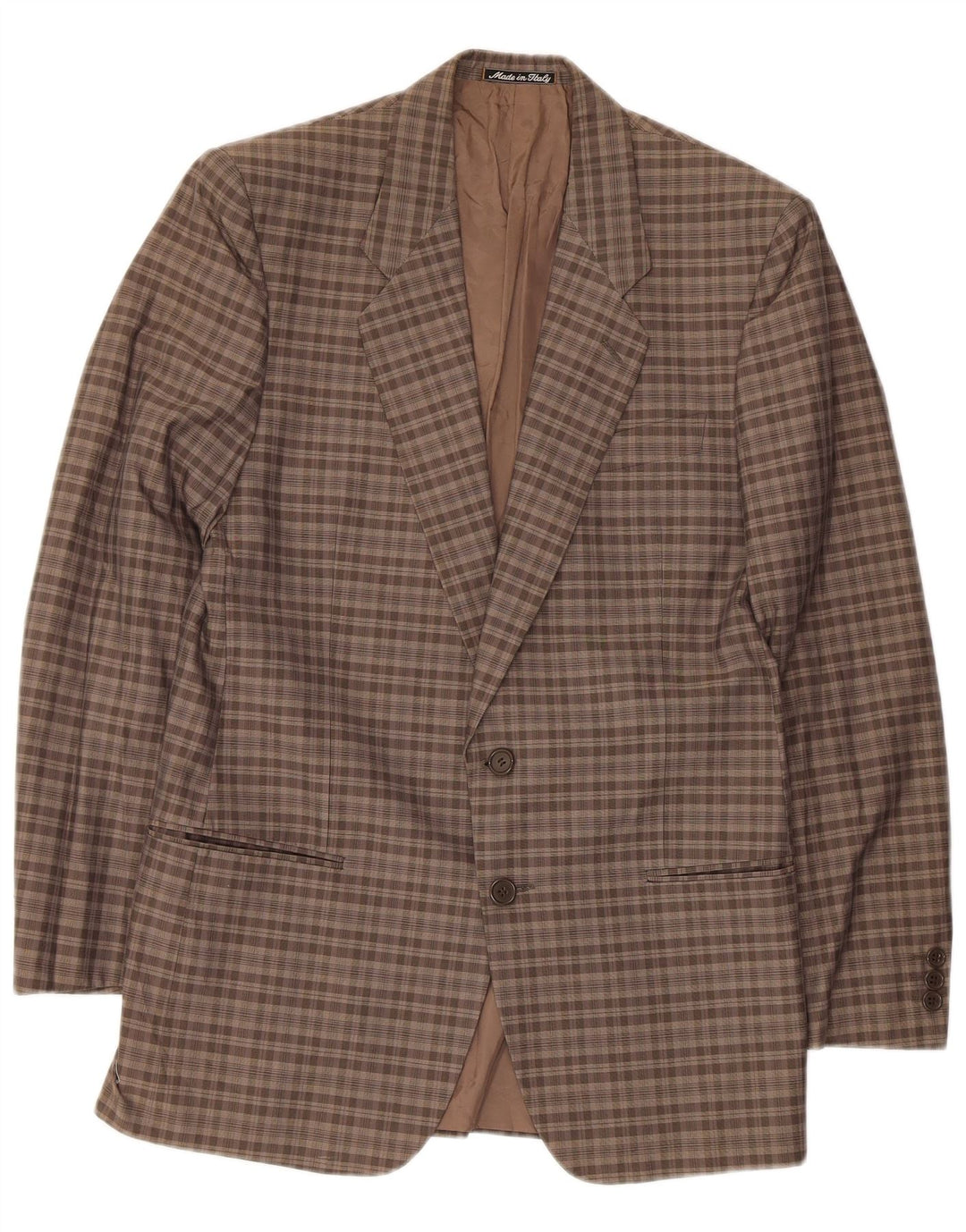 Giacca blazer da uomo a 2 bottoni Giorgio Armani UK 34 XS marrone a quadri