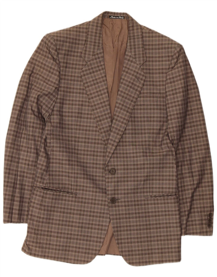 Giacca blazer da uomo a 2 bottoni Giorgio Armani UK 34 XS marrone a quadri