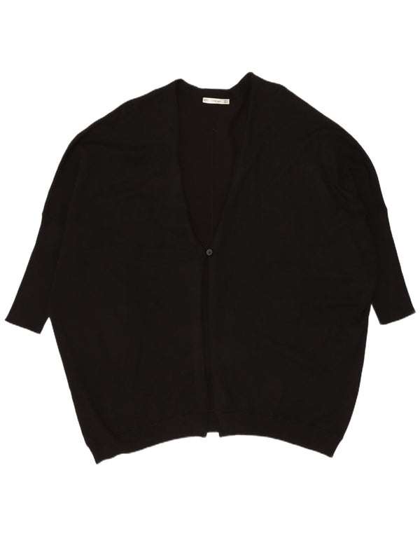 Maglione cardigan oversize con maniche a 3/4 da donna Zara UK 14 medio nero