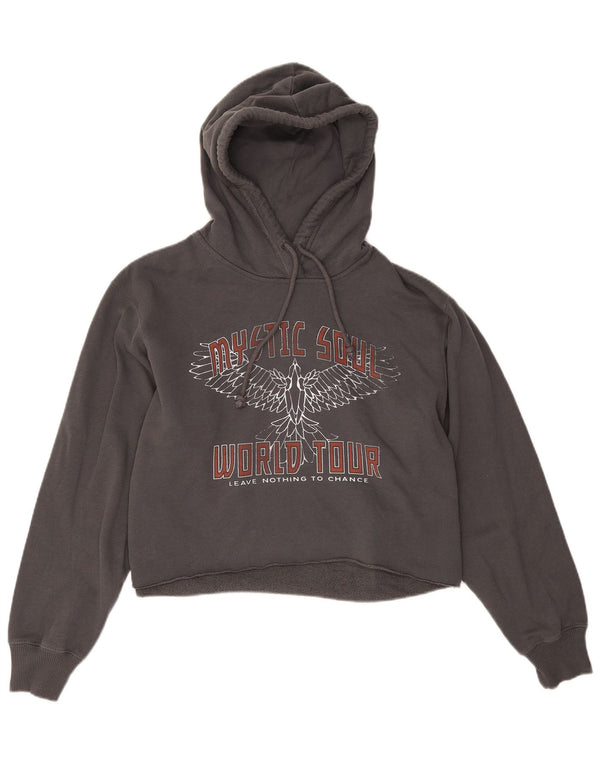 Maglione con cappuccio grafico oversize Hollister da donna UK 10 piccolo grigio