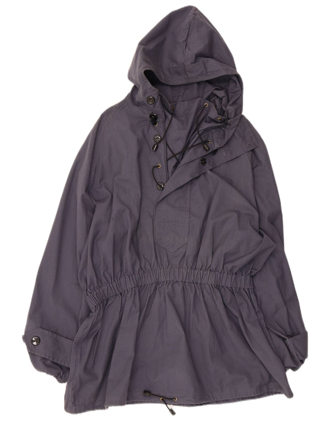 Giacca anorak da donna vintage con cappuccio IT 52 XL blu navy