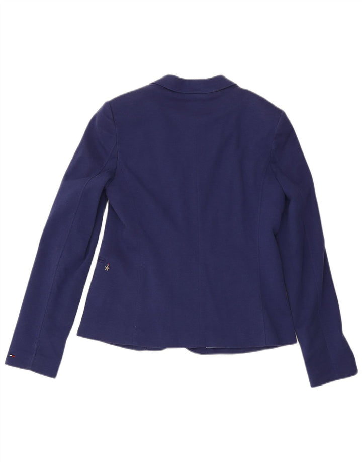 TOMMY HILFIGER Giacca blazer da donna a 1 bottone UK 14 grande cotone blu