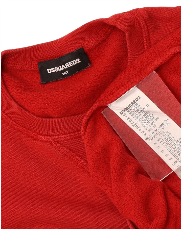 DSQUARED2 Felpa con grafica per ragazzi 13-14 anni in cotone rosso