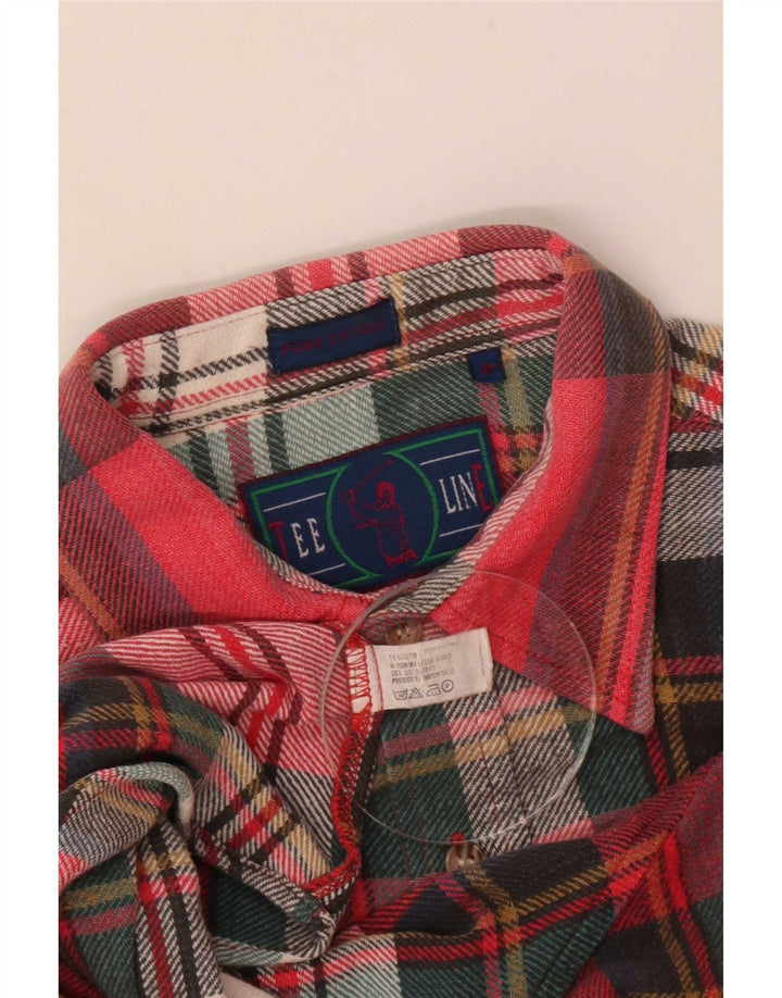 Camicia vintage in flanella da uomo in cotone a quadri rosso medio