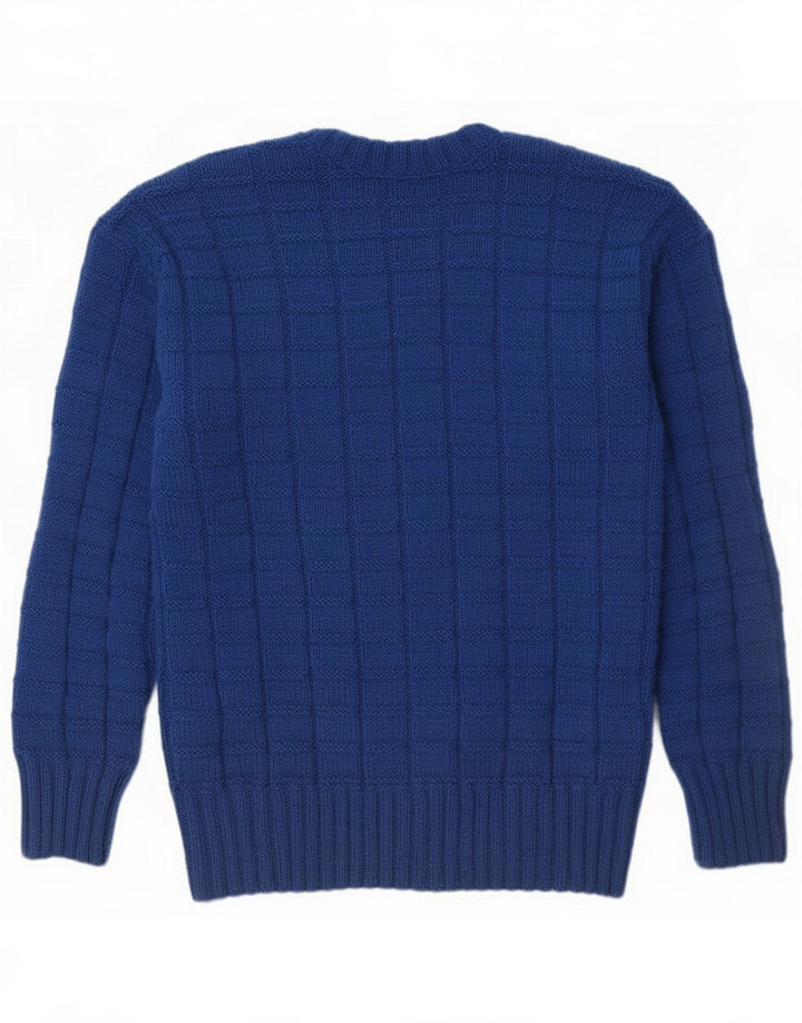 Maglione vintage da uomo con scollo a V piccolo blu